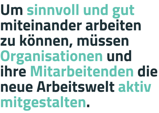 Um sinnvoll und gut miteinander arbeiten zu können, müssen Organisationen und ihre Mitarbeitenden die neue Arbeitswelt aktiv mitgestalten.